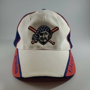 Pittsburgh Pirates MLB White Blue Red Adjustable Strap Cap Hat One Size Vintage